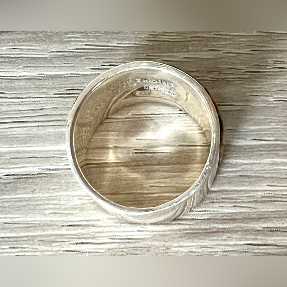 Vintage Handmade Zuni Multi Stone Inlay Wide Band Ring, Size 7 - Picture 6 of 11